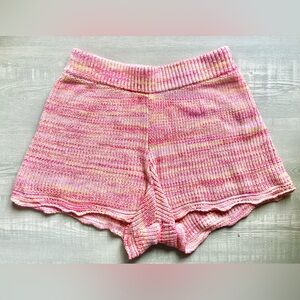Electric & Rose High Waist Knit Shorts - Pink and Cream